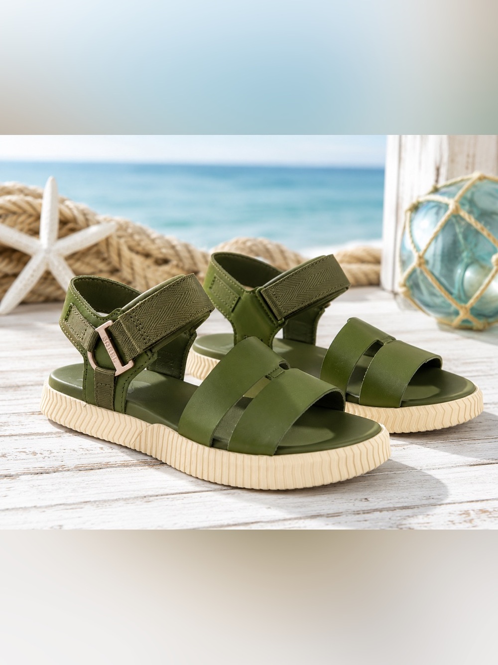 Sorel Out N About IV Strap Sandals Olive Green NWOT Size 6.5 - Picture 1 of 10